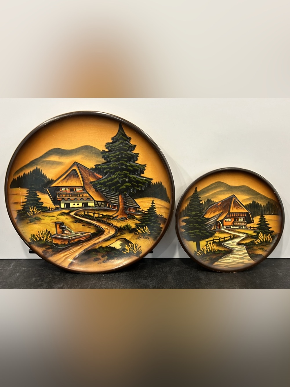 2 Vintage German Black Forest hand crafted plates from 1972